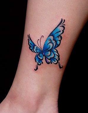 蓝色蝴蝶纹身图案图案