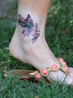 美女脚踝纹身图案，小天使纹身图案图案