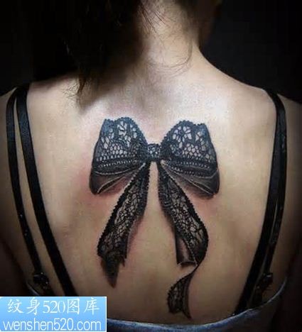 3D纹身蝴蝶结纹身图案