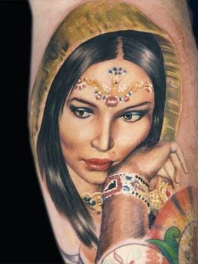 美女肖像纹身是唯美纹身爱好者的不错选择图案