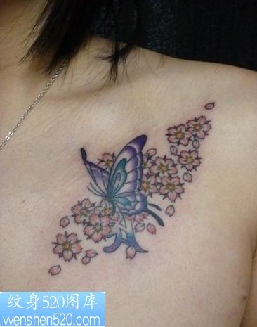 蝴蝶和花纹身图案图案