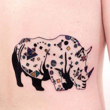可爱小犀牛纹身图案图案