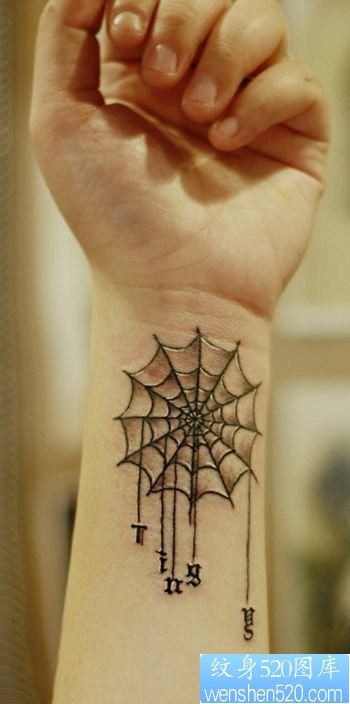 手腕蜘蛛网纹身图案