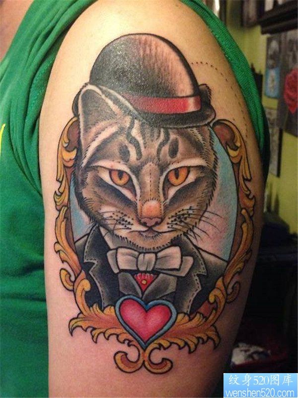 手臂猫先生纹身图案
