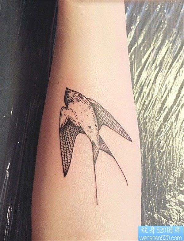 胳膊燕子纹身图案