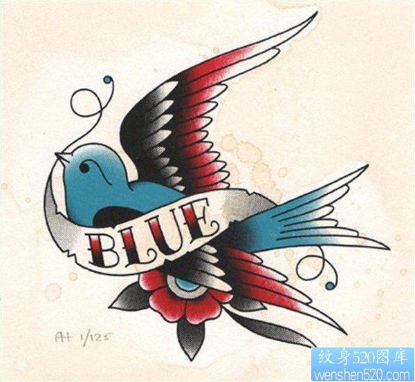 燕子纹身手稿图案