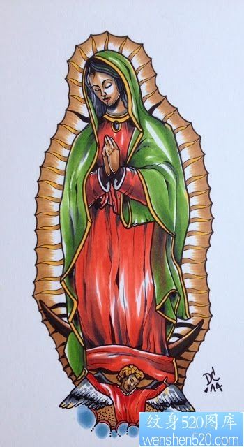 一款玛利亚耶稣纹身图案