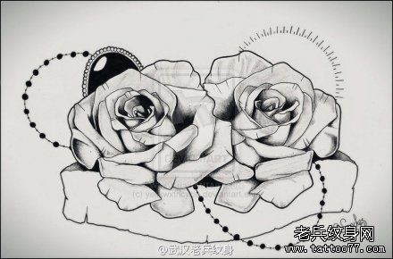 玫瑰纹身线稿图案