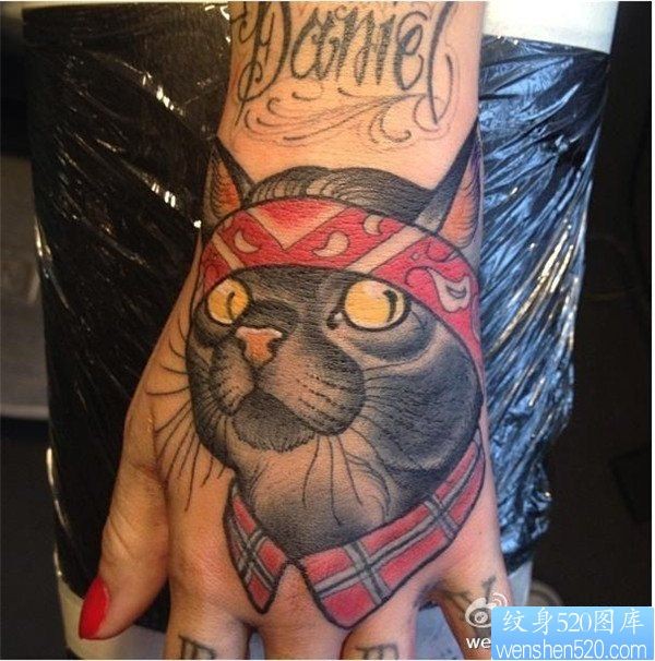 手部墨西哥猫纹身图案