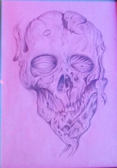 一款恐怖的骷髅纹身手稿图案