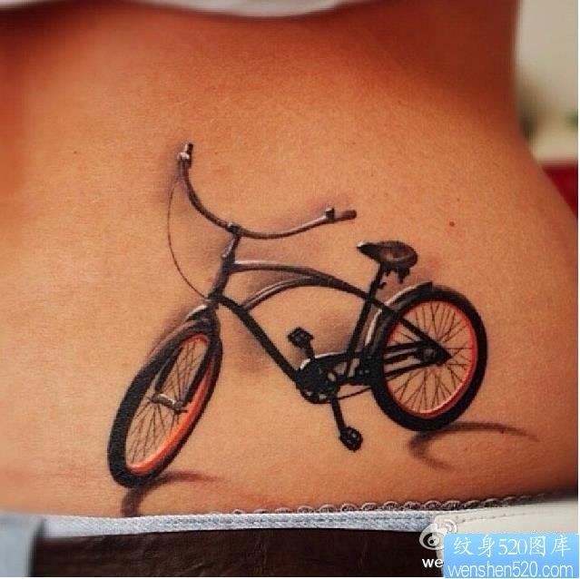 腰部自行车纹身图案