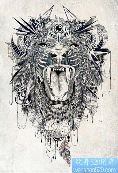 霸气的狮子纹身图案