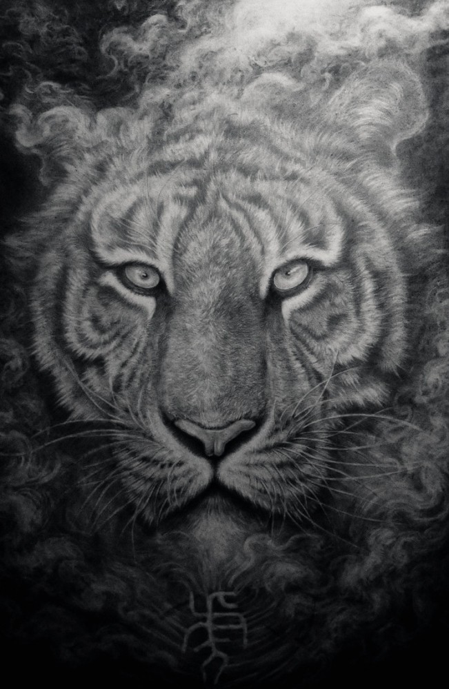 王者威严的虎头纹身图案
