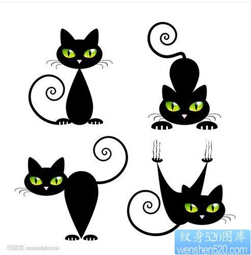 一款猫咪纹身图案