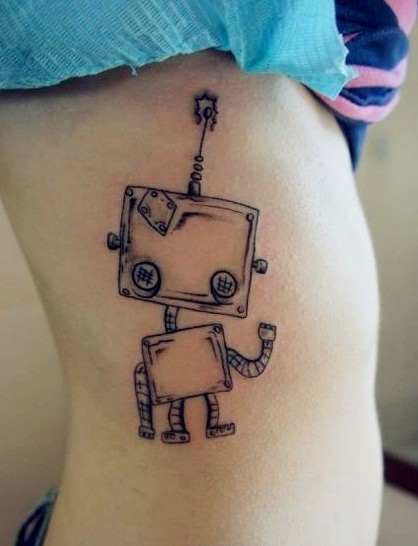 女性腰部小机器人刺青