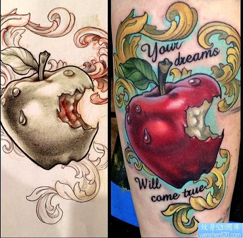手臂毒苹果纹身图案