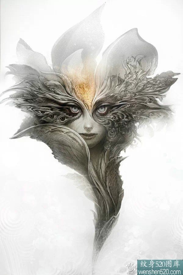 华丽而神秘的面具纹身套图