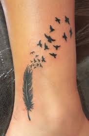 手腕上漂亮的羽毛小鸟纹身