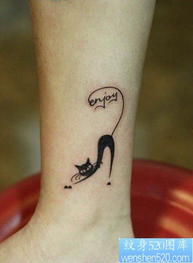 小清新脚部个性小猫纹身图案
