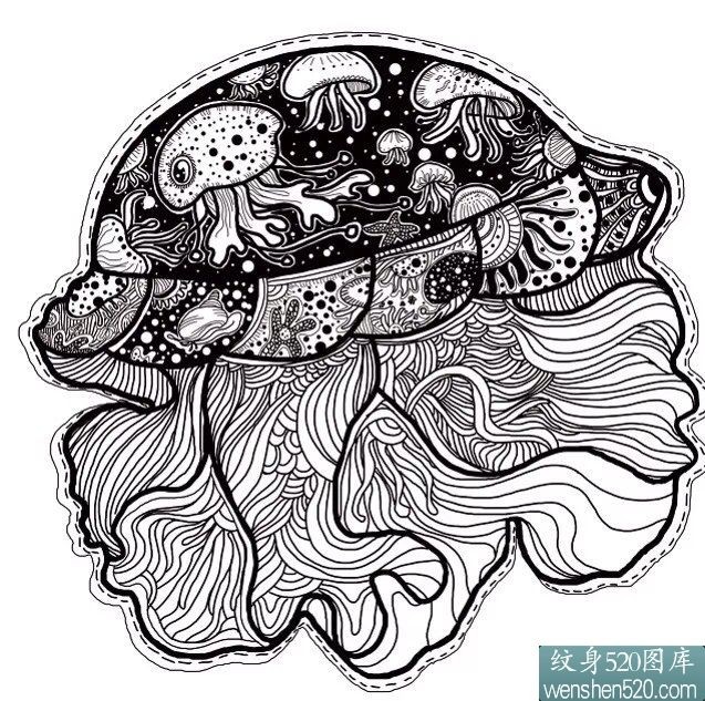 9张可爱好看的水母纹身图案