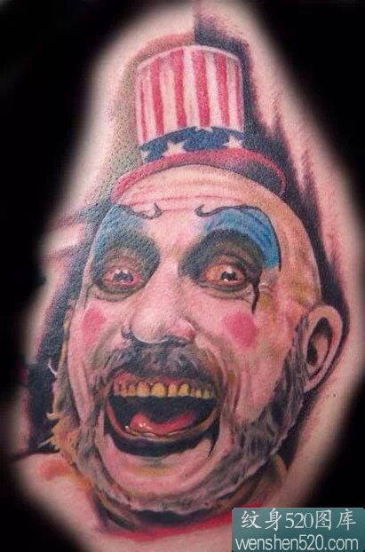 一组邪恶阴暗的小丑纹身手稿套图
