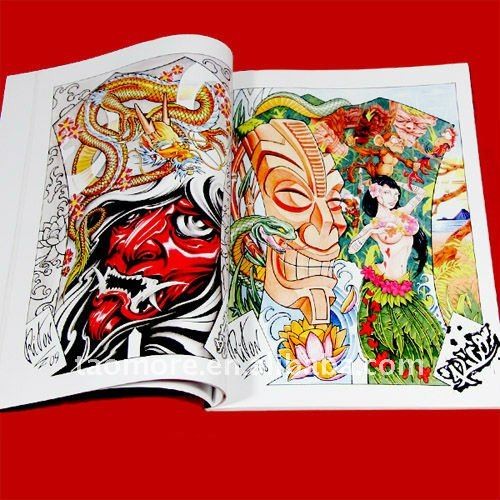 一组个性彩色school纹身手稿图案