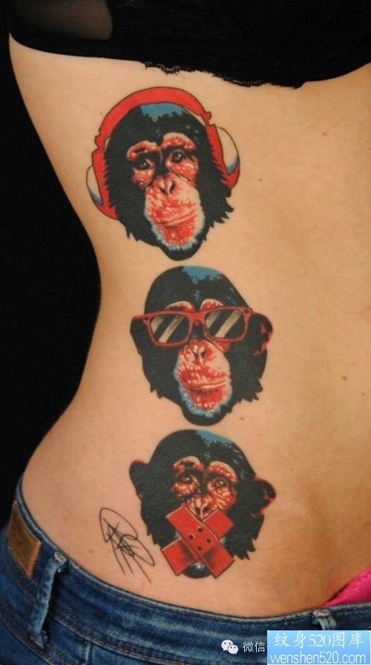 一组tattoo十二生肖の猴子纹身图案由纹身提供