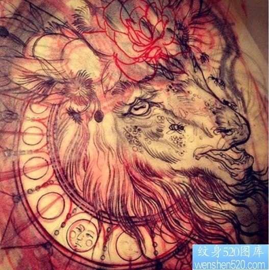 一款藏羚羊纹身手稿图案