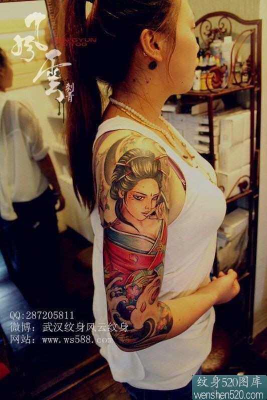 一组妖媚漂亮的日本艺妓纹身手稿