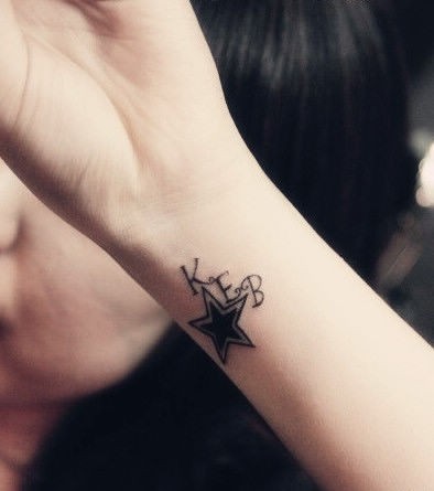 女性手腕小小的星星图腾纹身
