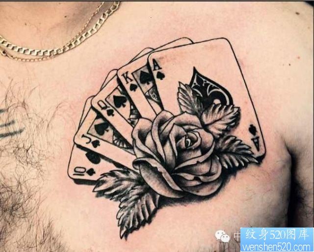 一组时尚的扑克牌纹身图案