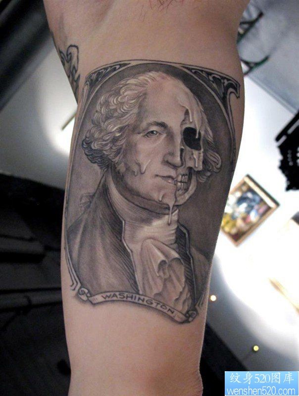 一款手臂欧美人物肖像纹身图案