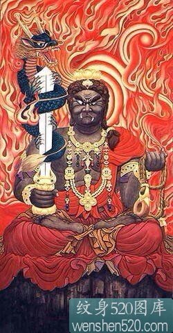 一组霸气好看的的不动明王纹身套图