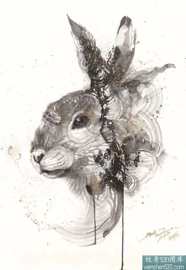 8张随性而不随便的泼墨风纹身套图