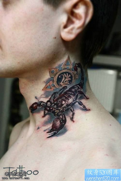 一款脖子蝎子纹身图案