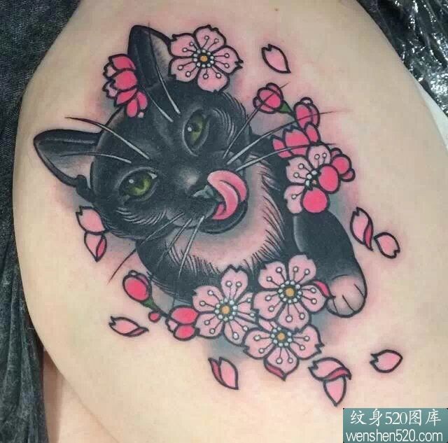 一组可爱色彩鲜艳的小猫纹身套图