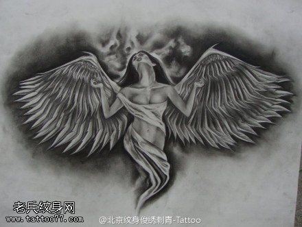 纹身推荐一款天使纹身手稿图片