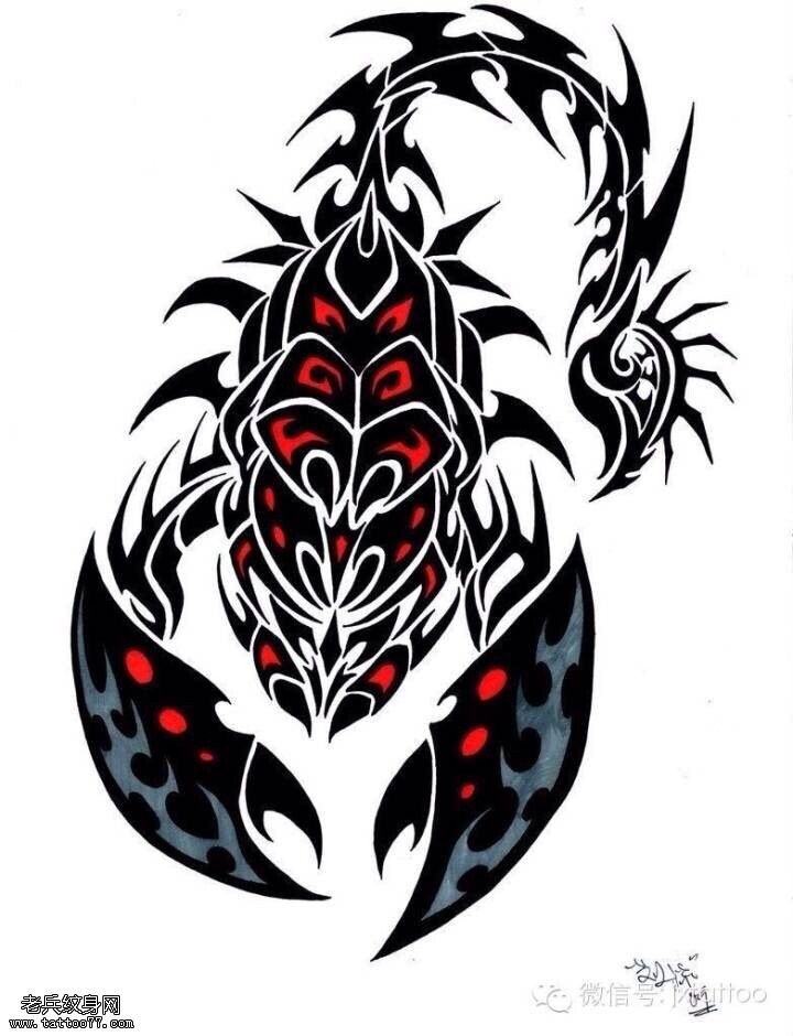 一款机械风格图腾蝎子纹身图案