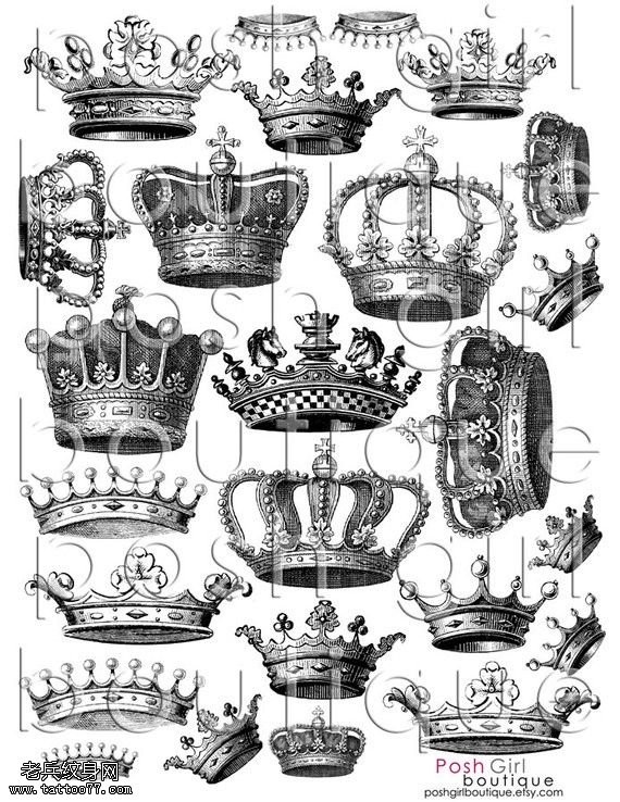 皇冠纹身手稿图片