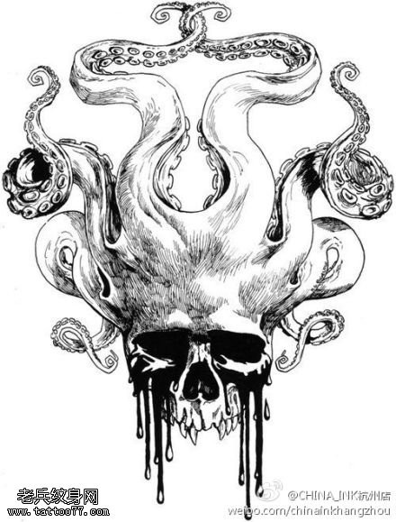 章鱼骷髅头纹身图片