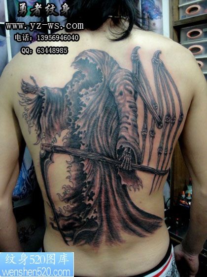 合肥勇者纹身作品：后背死神纹身图案