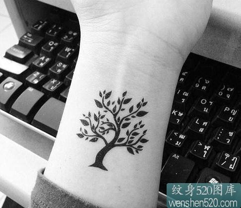 女性手腕树纹身图案
