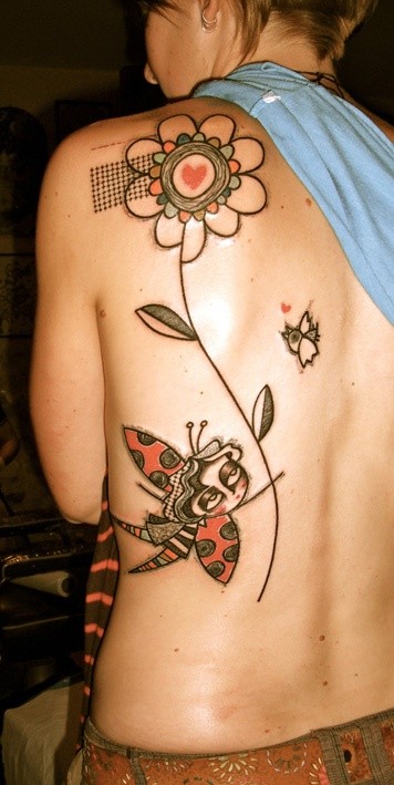 腰部漂亮好看的花朵纹身