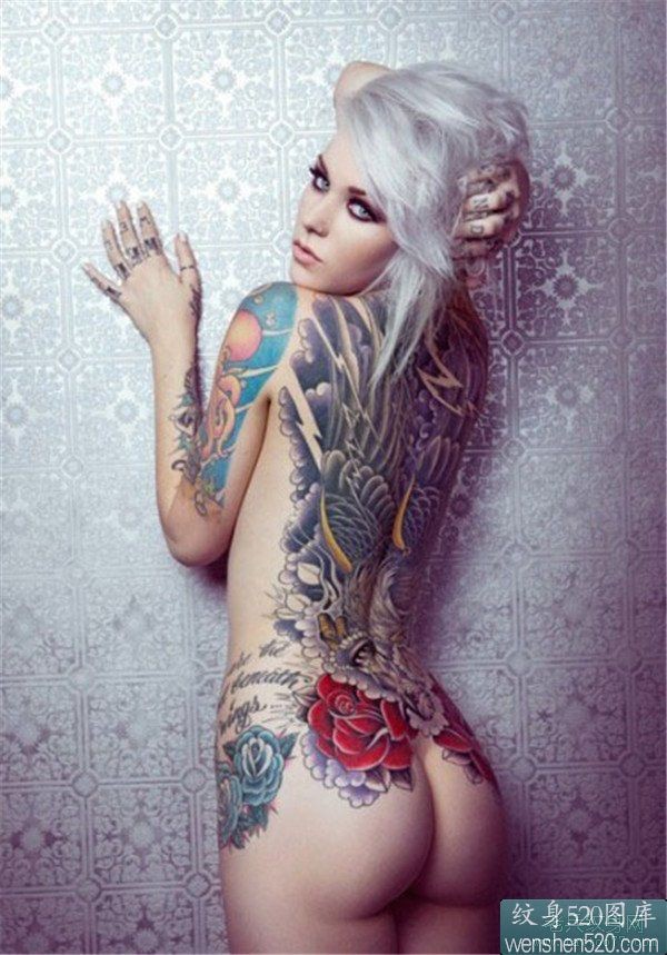 满背tattoo-girl纹身图案