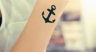 唯美的小清新纹身，手臂上的船锚