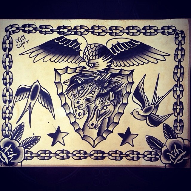 一组漂亮的old school 纹身图案