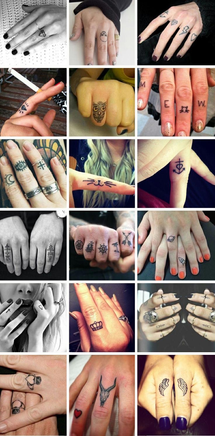 一组漂亮的手指纹身图案