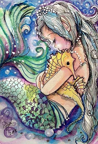 唯美凄凉的爱情故事：欧美童话故事人物美人鱼纹身手稿