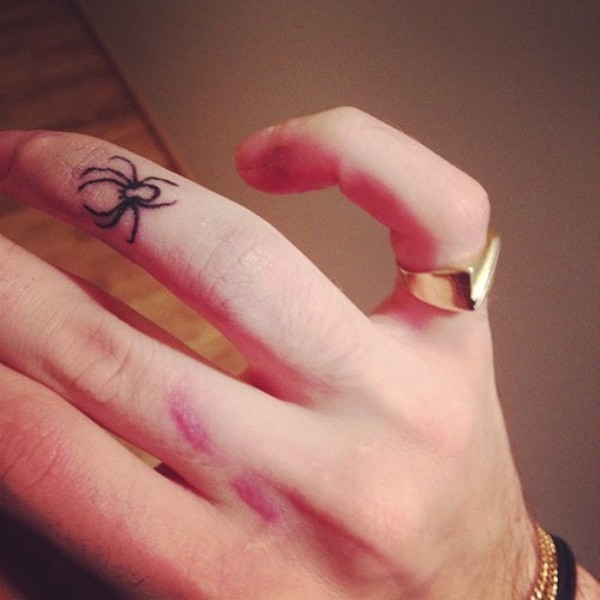 手指上唯美漂亮的蜘蛛纹身
