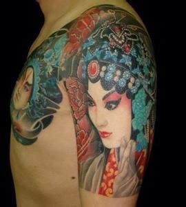 中国京剧人物之美女花旦纹身